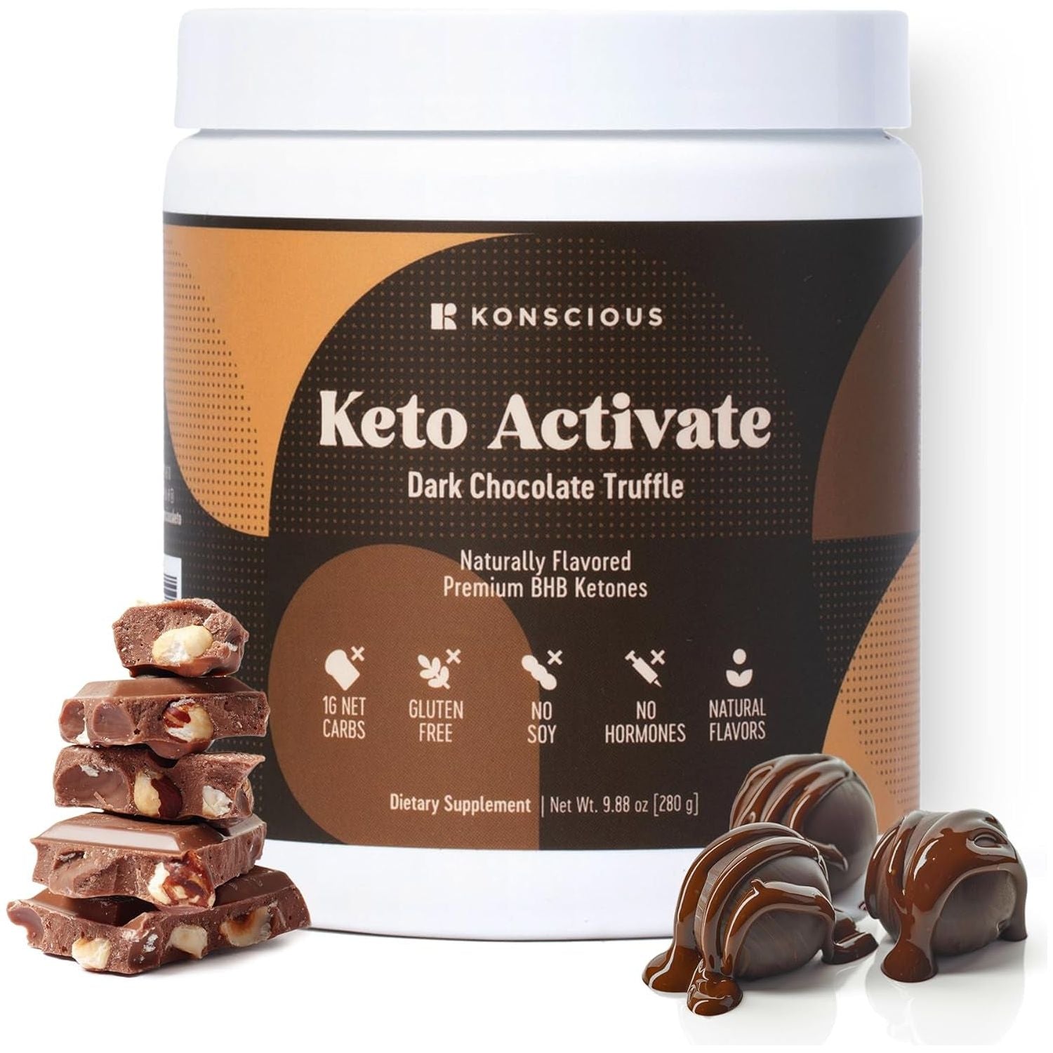 Dark Chocolate Truffle Exogenous Ketones Drink: Pure Keto Shake Powder with Chocolate Ketones