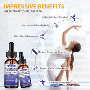 Glucosamine Chondroitin MSM Liquid Drops-W/ Turmeric Boswellia Quercetin Bromelain-Vegan,