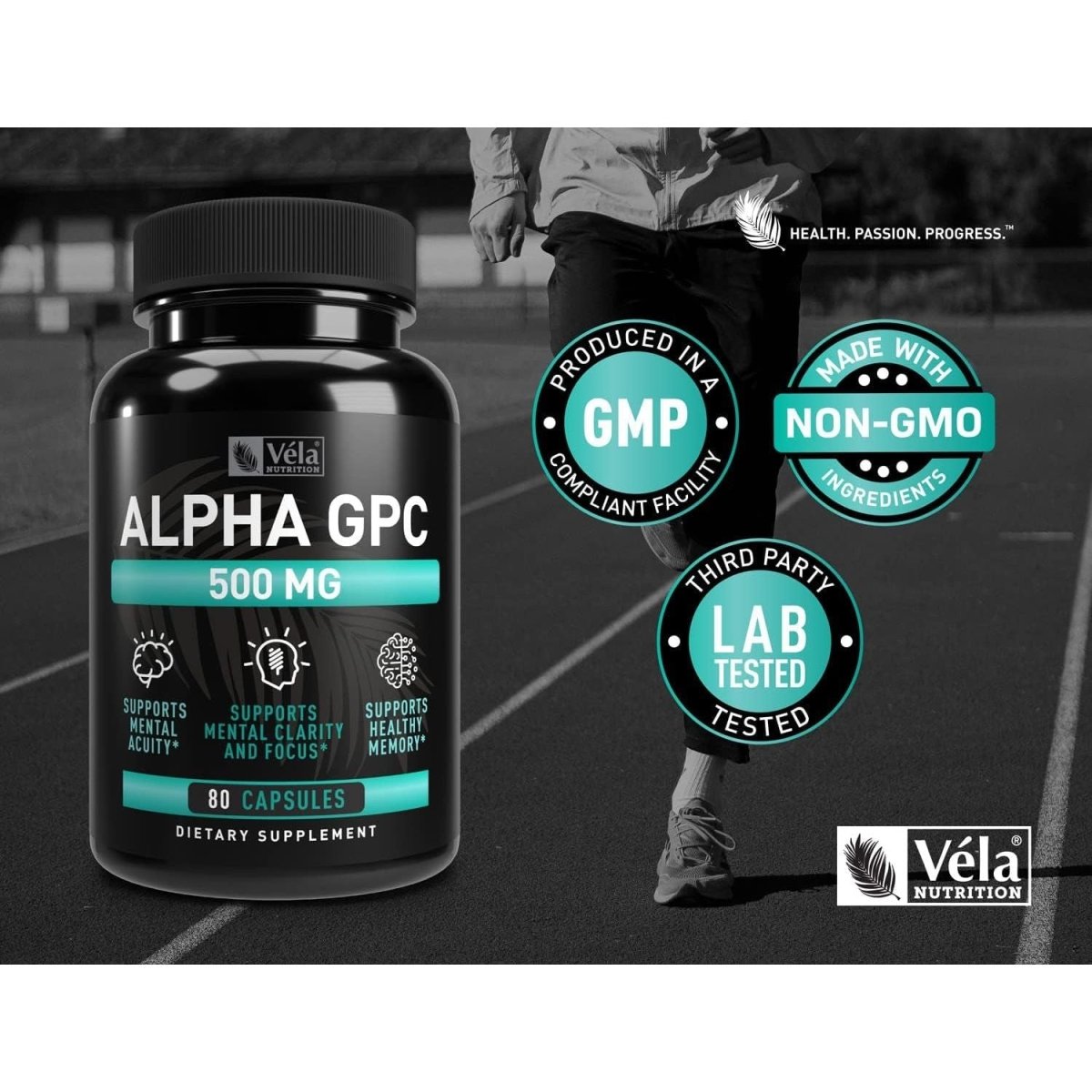 Alpha GPC 500Mg Capsules | 80 Count | Supports Healthy Cognitive Function - Suppviv