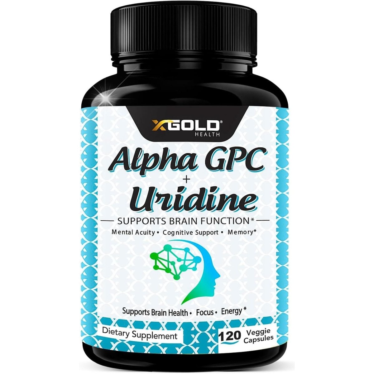 Alpha GPC Choline 600Mg + Uridine Monophosphate 300Mg - 2 - In - 1 Nootropic Supplement 120 Veggie Capsules - Suppviv