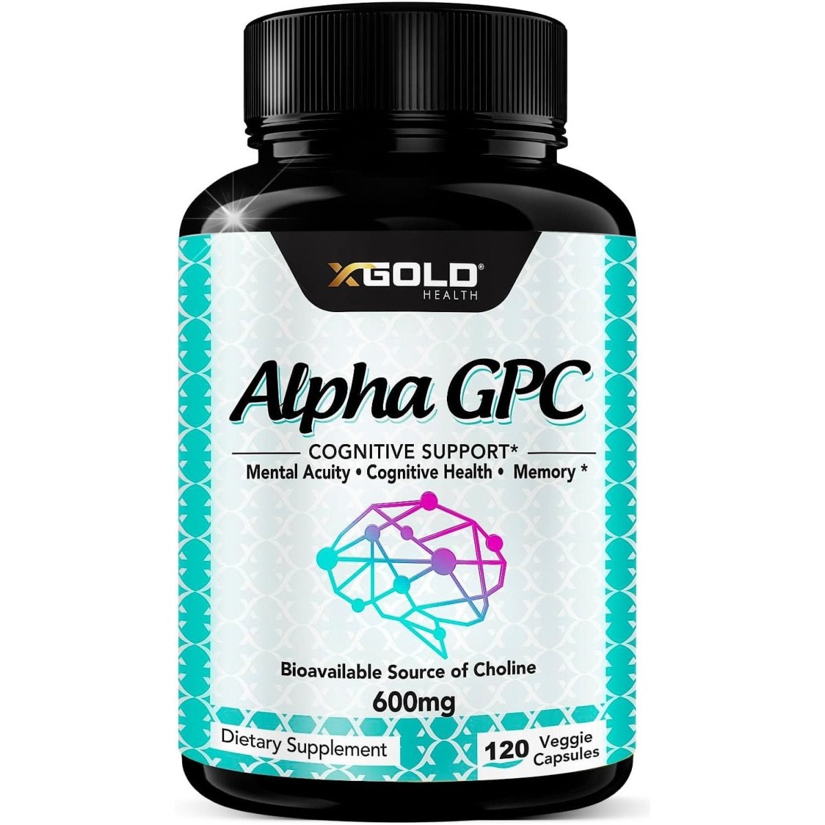 Alpha GPC Choline Supplement 600Mg, 99%+ Highly Purified, Highly Bioavailable Source of Choline,120 Veggie Capsules, - Suppviv