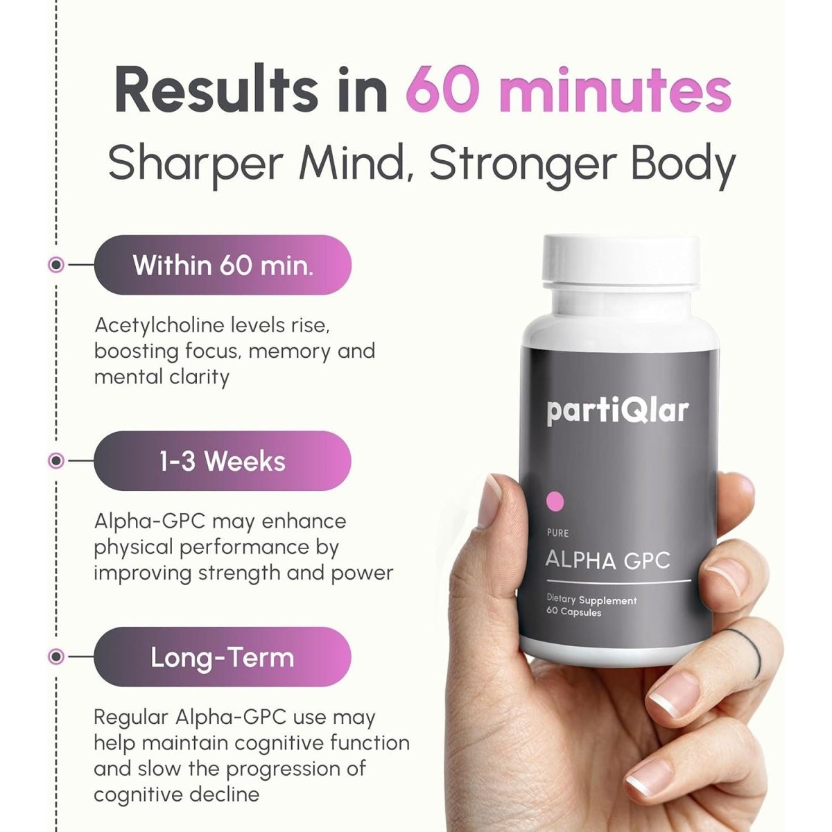 Alpha GPC Supplement Bio - Available Pure Form of Choline - (300Mg/60 Capsules) - Suppviv