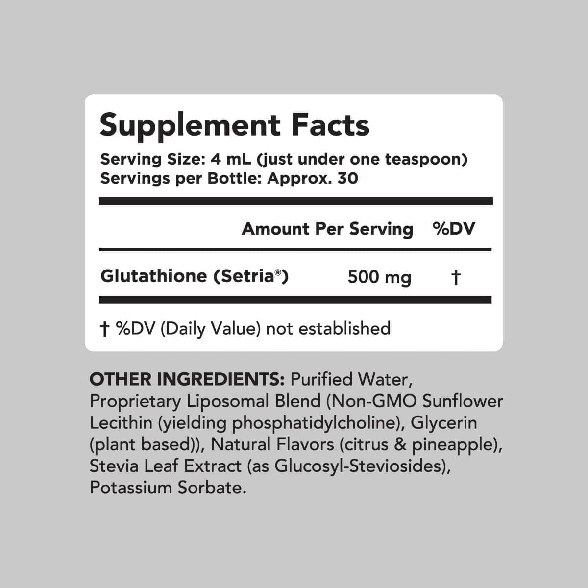 AMANDEAN Liposomal Glutathione Supplement. Liquid Reduced Setria 500Mg - Suppviv