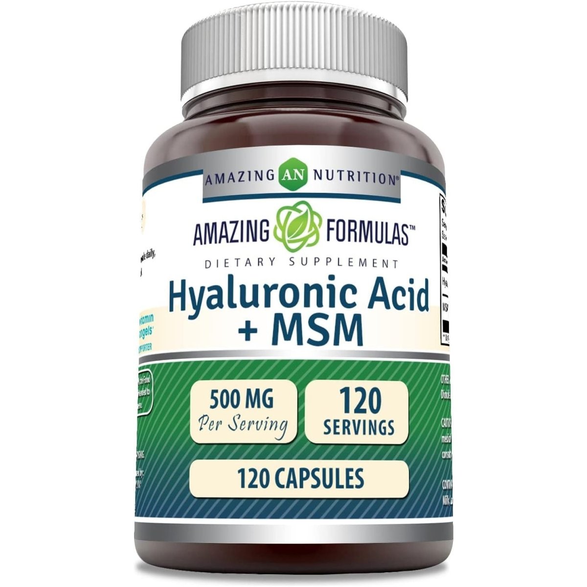 Amazing Formulas Hyaluronic Acid & MSM Supplement | 500 Mg | 120 Capsules | Non - Gmo | Gluten - Free | Made in USA - Suppviv