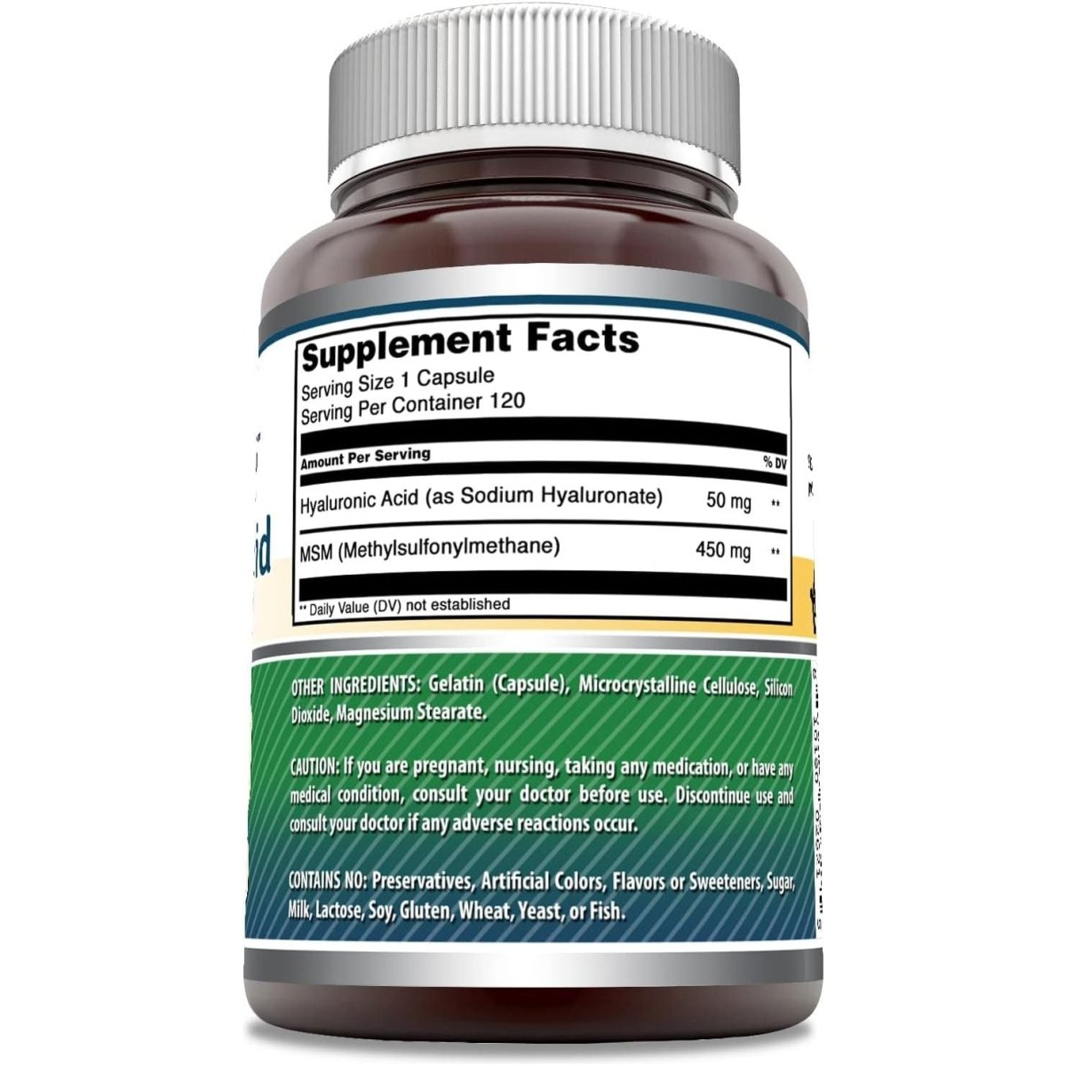 Amazing Formulas Hyaluronic Acid & MSM Supplement | 500 Mg | 120 Capsules | Non - Gmo | Gluten - Free | Made in USA - Suppviv