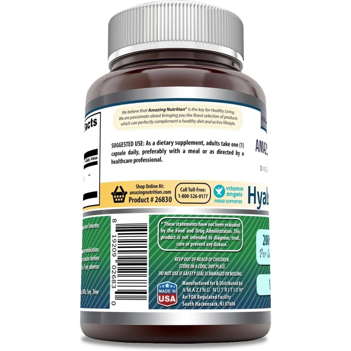 Amazing Formulas Hyaluronic Acid Supplement | 200 Mg per Serving | 120 Capsules | Non - Gmo | Gluten Free | Made in USA - Suppviv