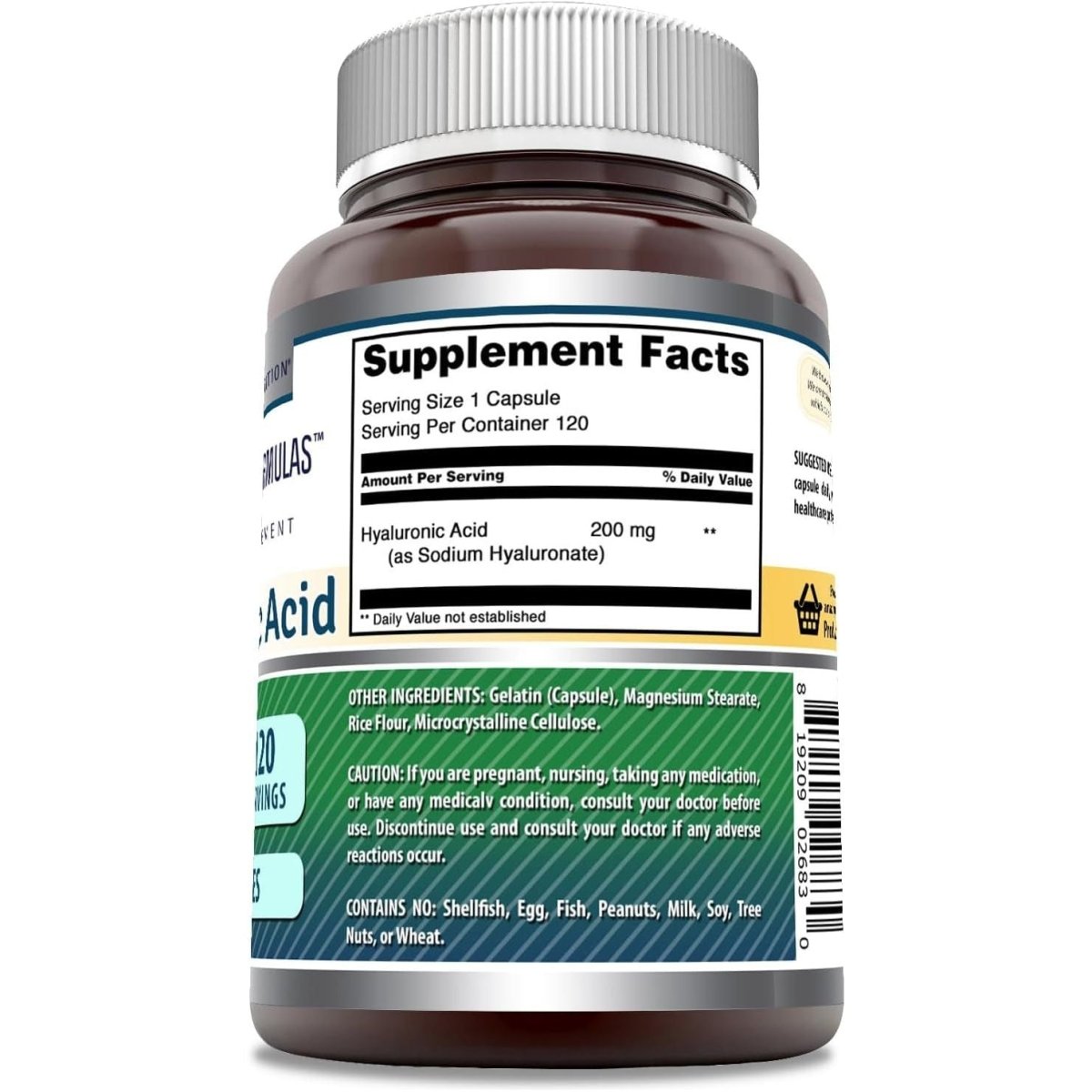 Amazing Formulas Hyaluronic Acid Supplement | 200 Mg per Serving | 120 Capsules | Non - Gmo | Gluten Free | Made in USA - Suppviv