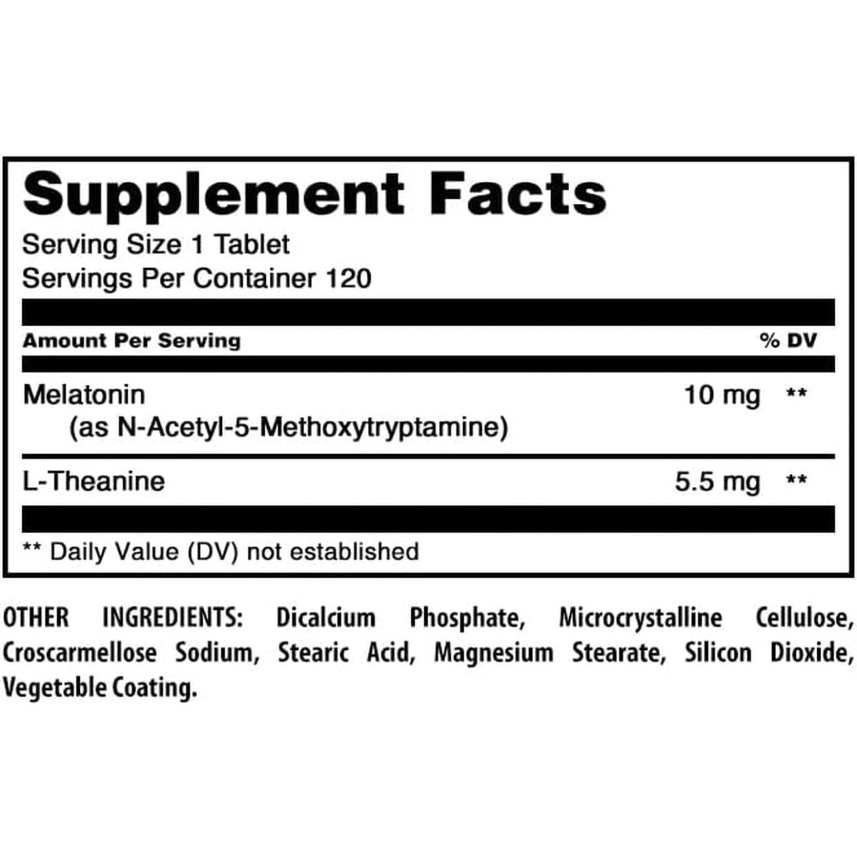 Amazing Formulas Melatonin plus L - Theanine Supplement - 120 Tablets - Suppviv