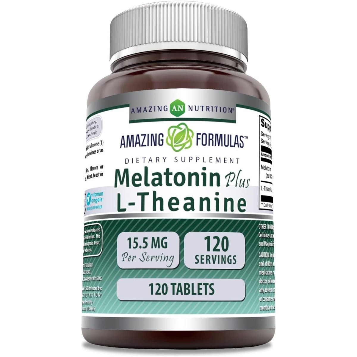 Amazing Formulas Melatonin plus L - Theanine Supplement - 120 Tablets - Suppviv
