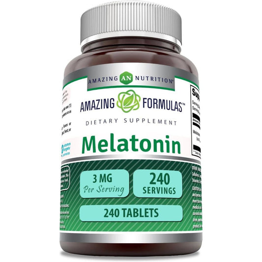 Amazing Formulas Melatonin Supplement | 3 Mg per Serving | 240 Tablets | Non - Gmo | Gluten - Free | Made in USA - Suppviv
