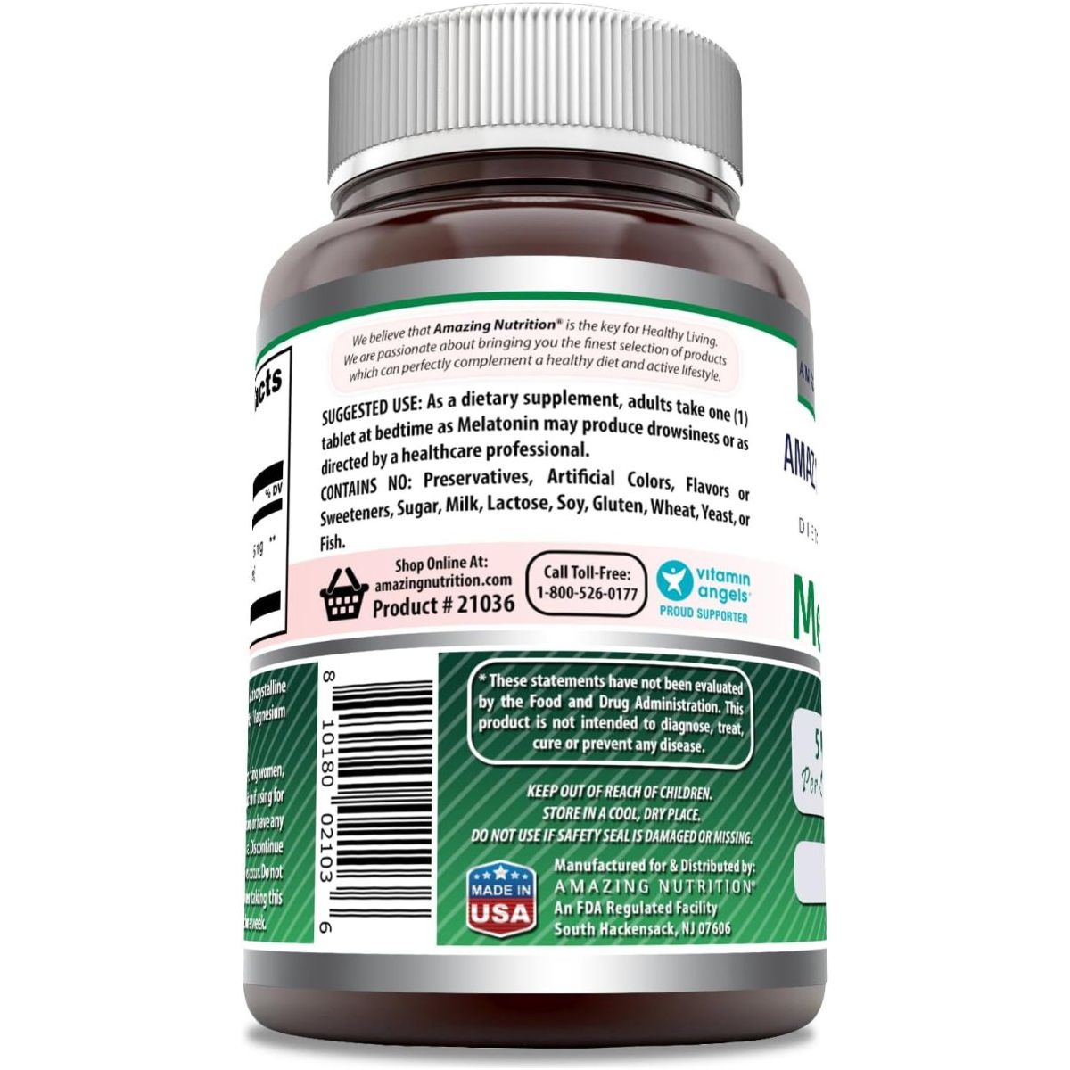 Amazing Formulas Melatonin Supplement - 5 Mg | 180 Tablets - Suppviv