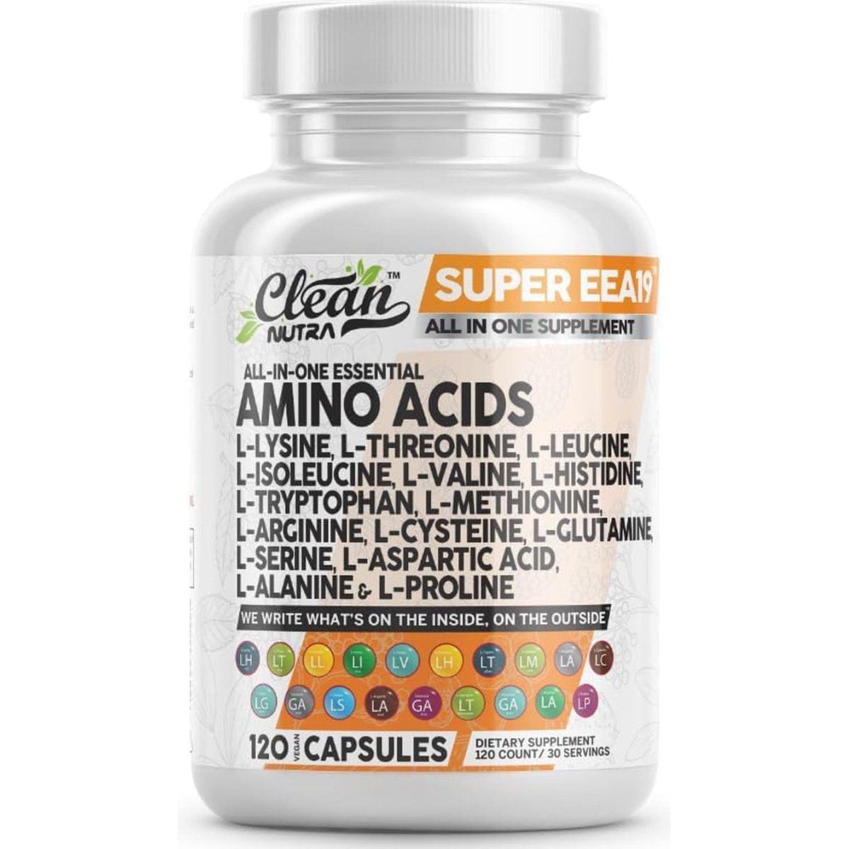 Amino Acids Supplement L - Lysine, L - Threonine, L - Leucine, Isoleucine, Valine, L - Histidine, L - Tryptophan, L - Methionine, L - Arginine, L - Cysteine, L - Glutamine, L - Serine, Aspartic Acid, Alanine, L - Proline - Suppviv