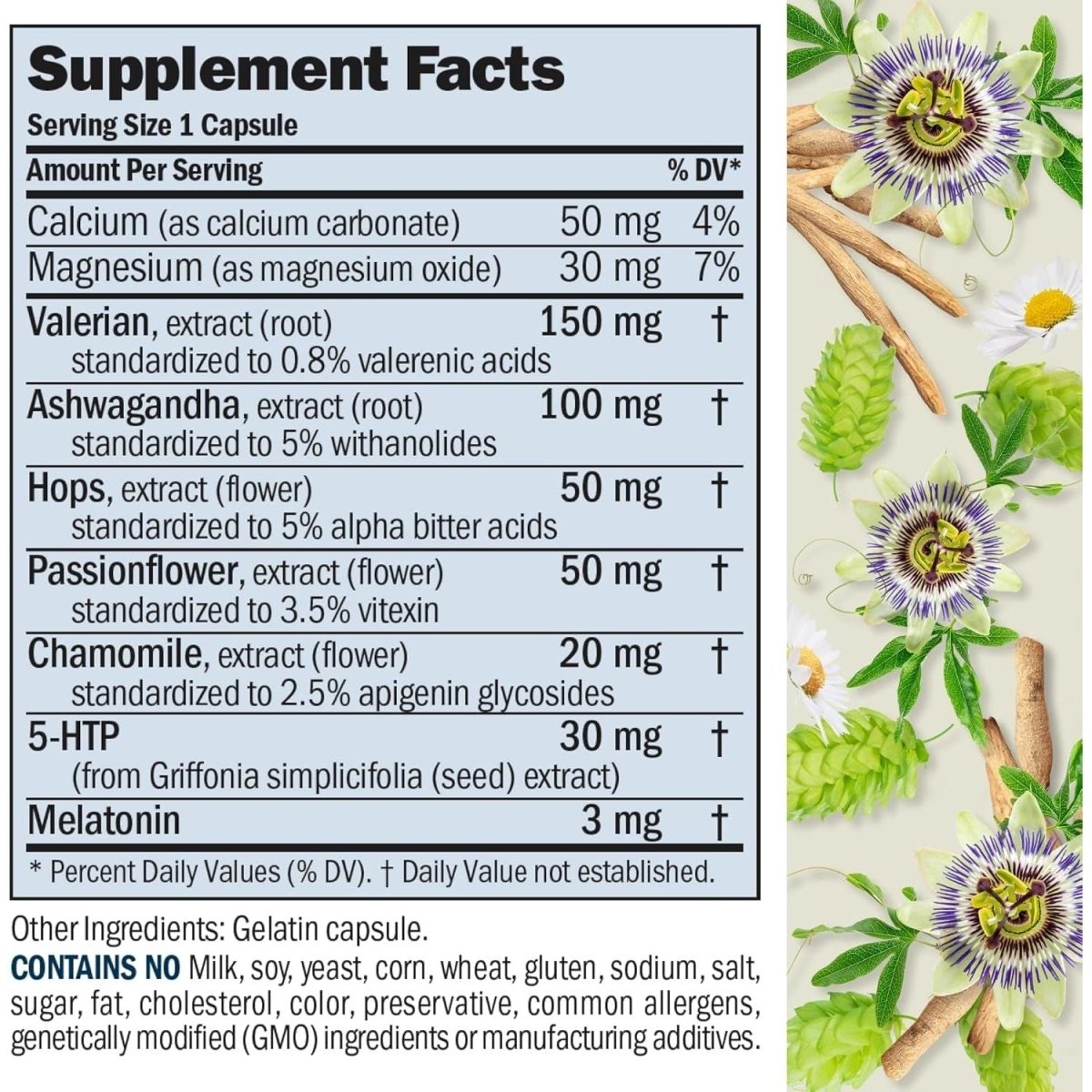 Andrew Lessman Night Time 60 Capsules - 3Mg Melatonin, Valerian, Ashwagandha, Passionflower, Hops, Chamomile - Suppviv