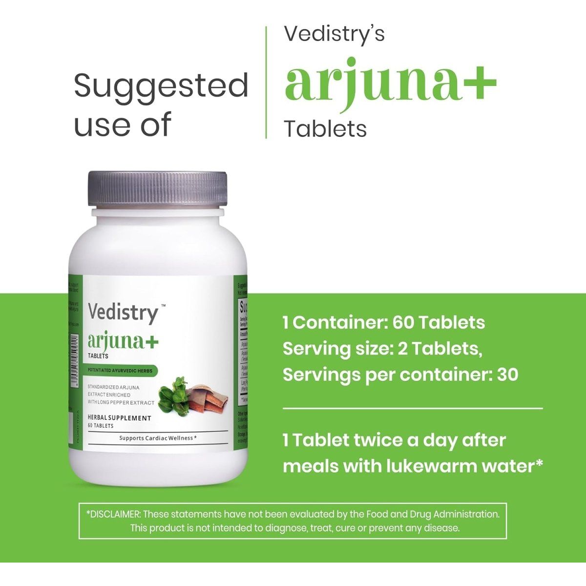 Arjuna+ Tablets 1100 Mg with Arjuna & Long Pepper Extract 60 Tablets - Suppviv