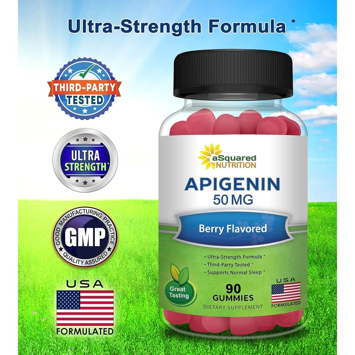Asquared Nutrition Apigenin 50Mg Gummies - 1 PACK - Suppviv