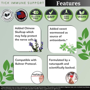 Tick Immune Support Supplement - Improved Formula - 90 Vegan Capsules, Made in the USA