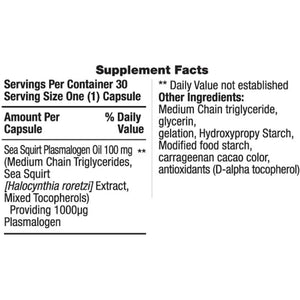 Plasmalogen Sea Squirt Supplement - Brain Health Supplement - 30 Days Supply