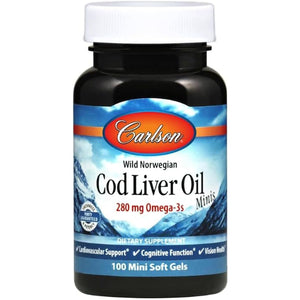Carlson - Cod Liver Oil Gems, Super 1000 Mg, 250 Mg Omega-3S, 400 IU (10 Mcg) Vitamin D3 - 250 Softgels
