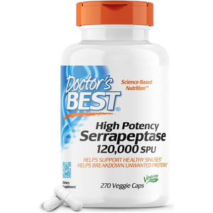 Doctor'S Best High Potency Serrapeptase, Supports Healthy Sinuses and a Healthy Immune System,120, 000 SPU, 270 Veggie Caps