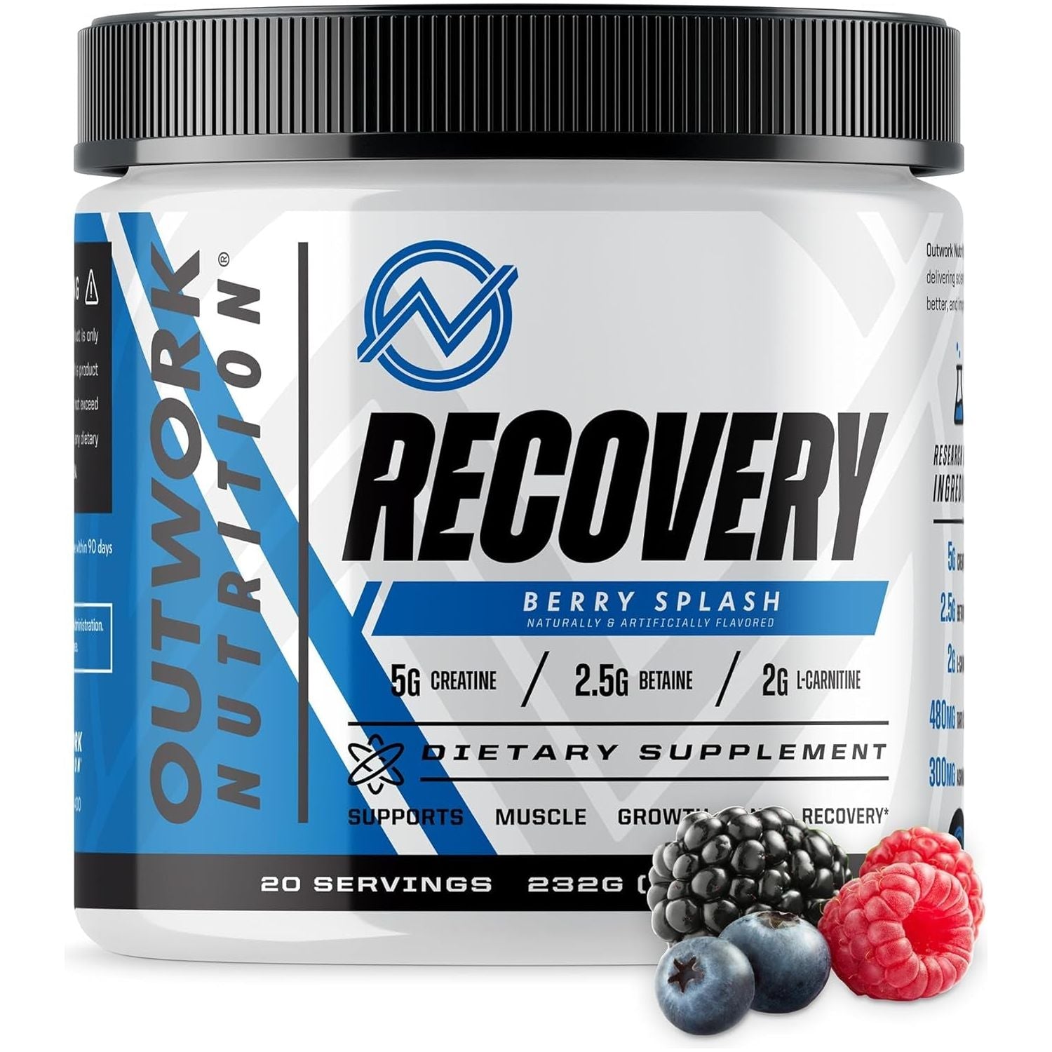 Outwork Nutrition Recovery Supplement, Post Workout Recovery Powder & Muscle Builder, Berry Splash, 240 Grams