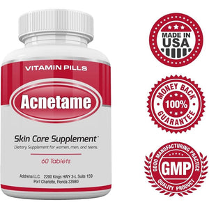 Acne Pills- Vitamin Supplements for Acne Treatment- Natural Clear Skin from Hormonal Cystic Pimples- 60 Tablets
