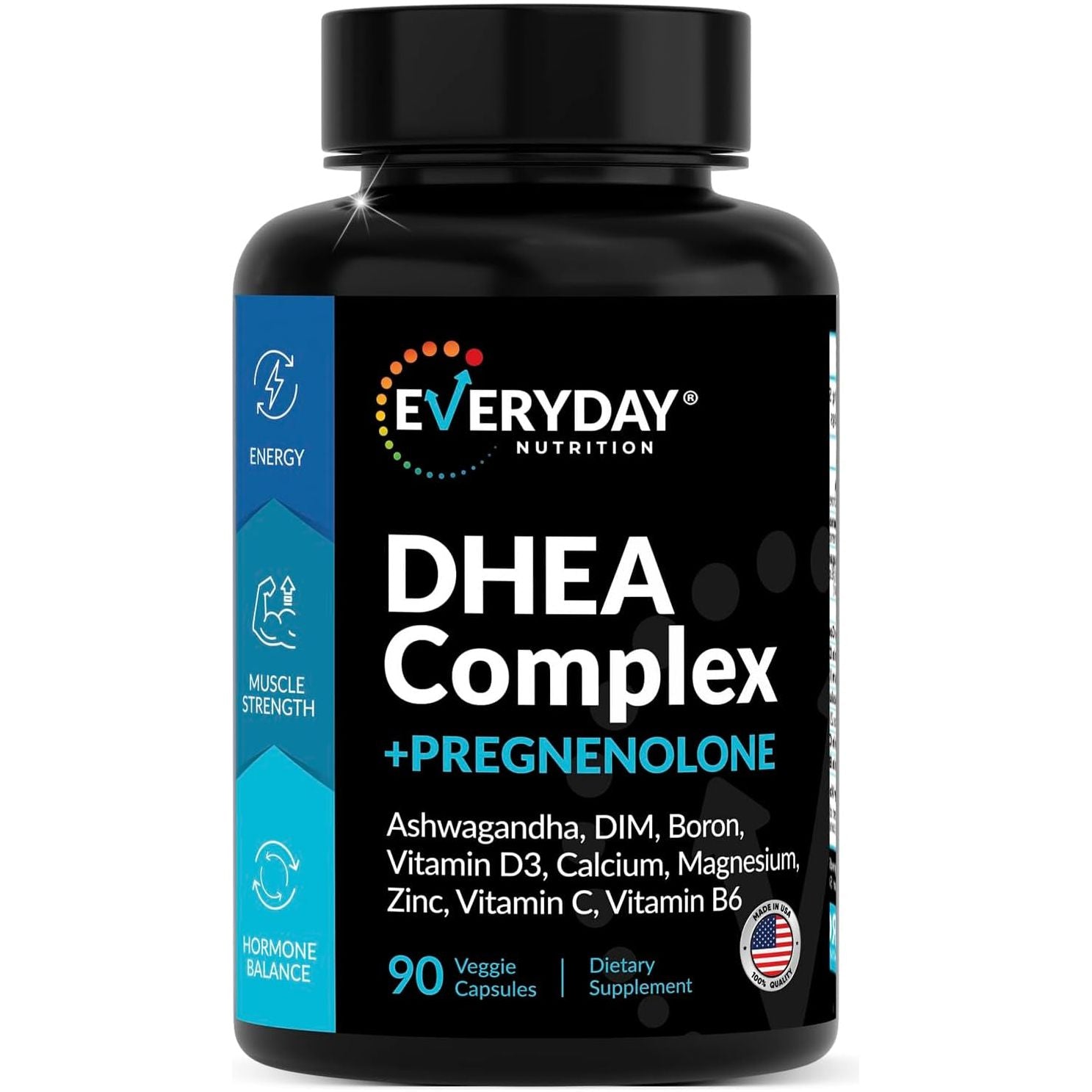 DHEA Micronized 200Mg Complex with Pregnenolone 100Mg Hormone Support - Made in USA 90 Capsules