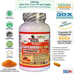 Super Curcumin C3 1000 with Bioperine 1000 Mg - Supports Inflammation Immune and Joint Health