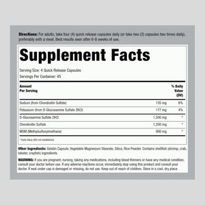 Piping Rock Glucosamine Chondroitin MSM Capsules | Advanced Joint Support by Lindberg 180 Count