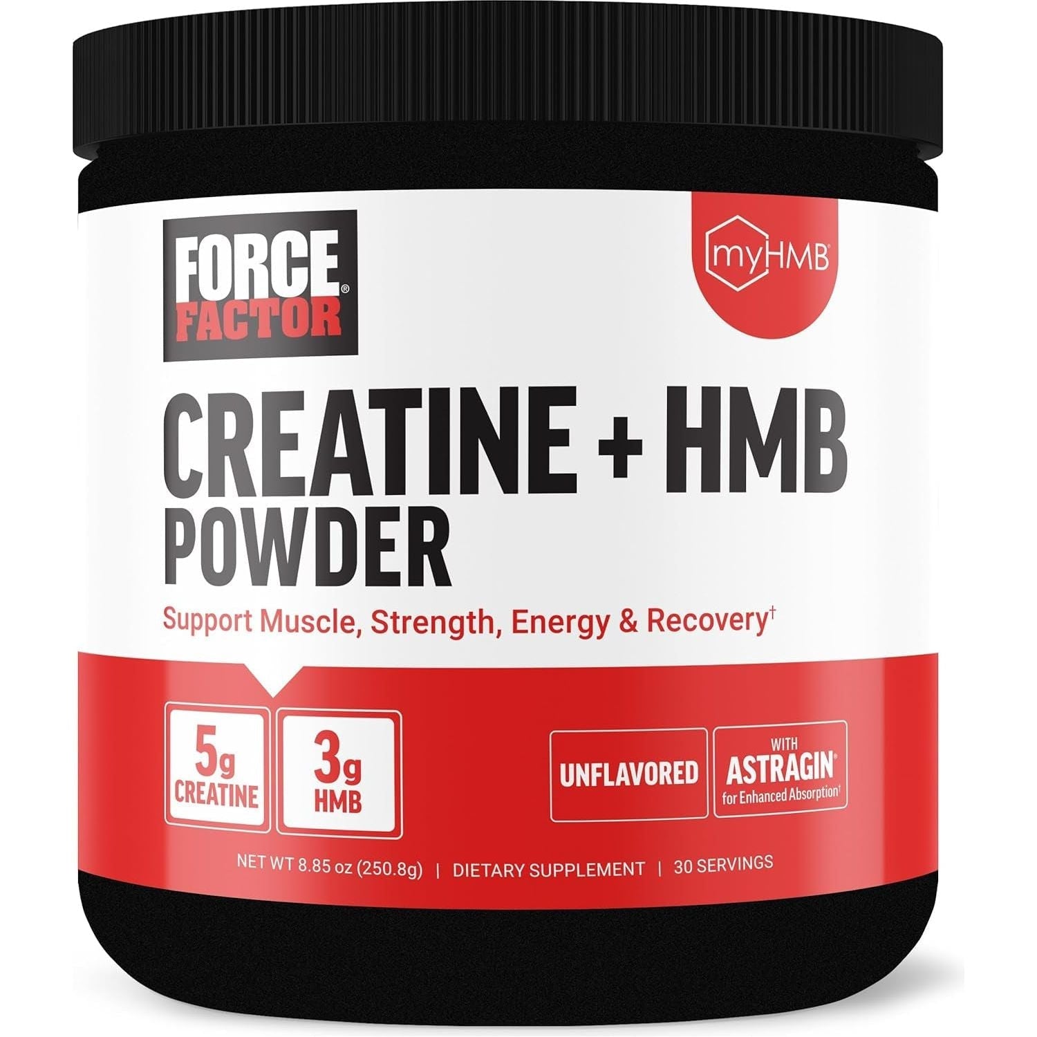 Force Factor Creatine HMB, 5G Creatine Monohydrate Powder, 3G Myhmb, (30 Servings)