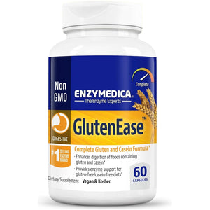 Enzymedica Glutenease, Digestive Enzymes for Food Intolerance, Offers Fast Acting Gas & Bloating Relief, 60 Count