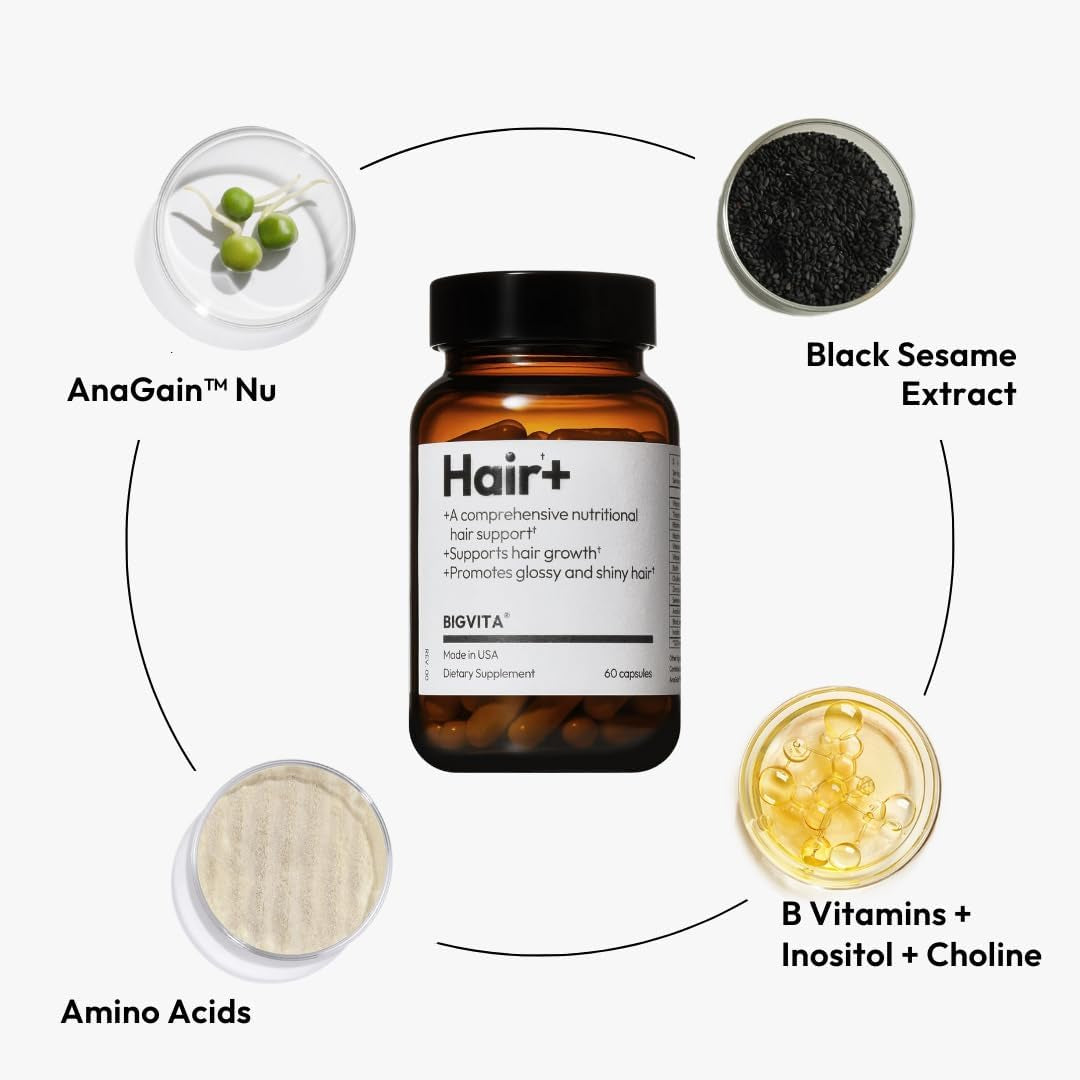 Bigvita Hair Growth Supplement, Lab Tested for Thicker, Fuller Hair, Faster Growth with Anagain 1 Month Supply