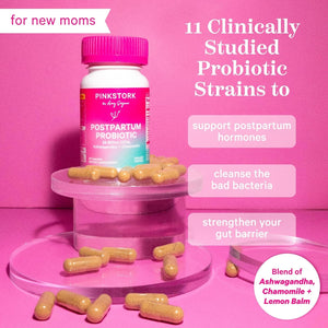 Pink Stork Probiotics for Postnatal Women - 30 Billion CFUS - Postpartum Essentials, 30 Capsules