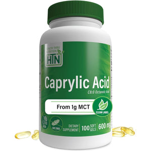 Health Thru Nutrition Caprylic Acid 600Mg 100 Softgels | Support Healthy Digestive and Intestinal Health