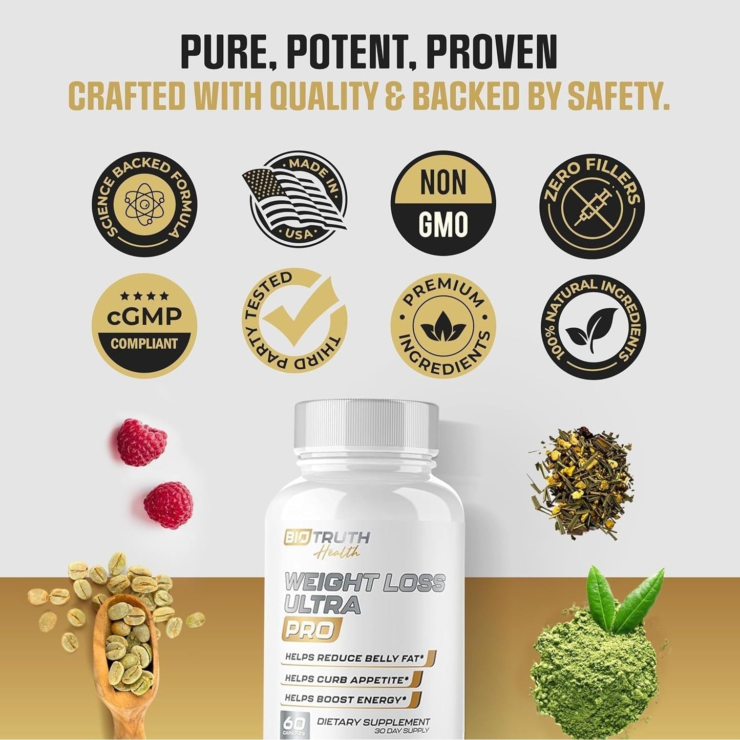 Biotruth Health Weight Loss Ultra | Appetite Suppressant Supplement, Fat Burner 60 Capsules