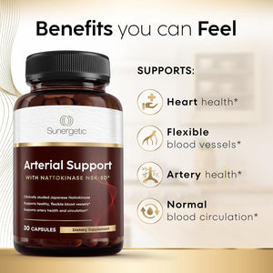 Sunergetic Premium Nattokinase Supplement for Arterial Support 2000 FU - 100Mg 30 Capsules