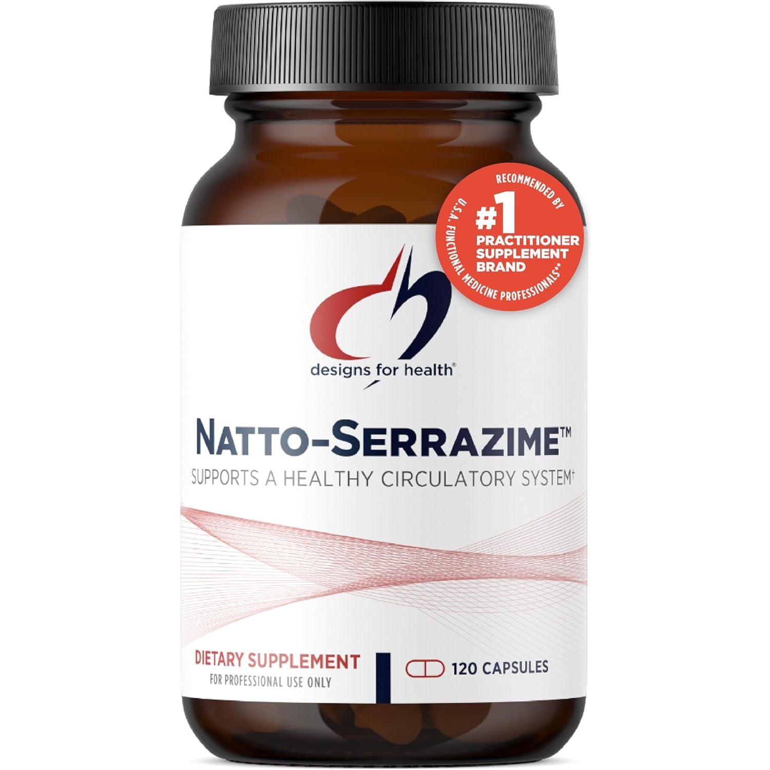 Designs for Health Nattokinase with Serrapeptidase - Natto-Serrazime + Proteolytic Enzymes (120 Capsules)