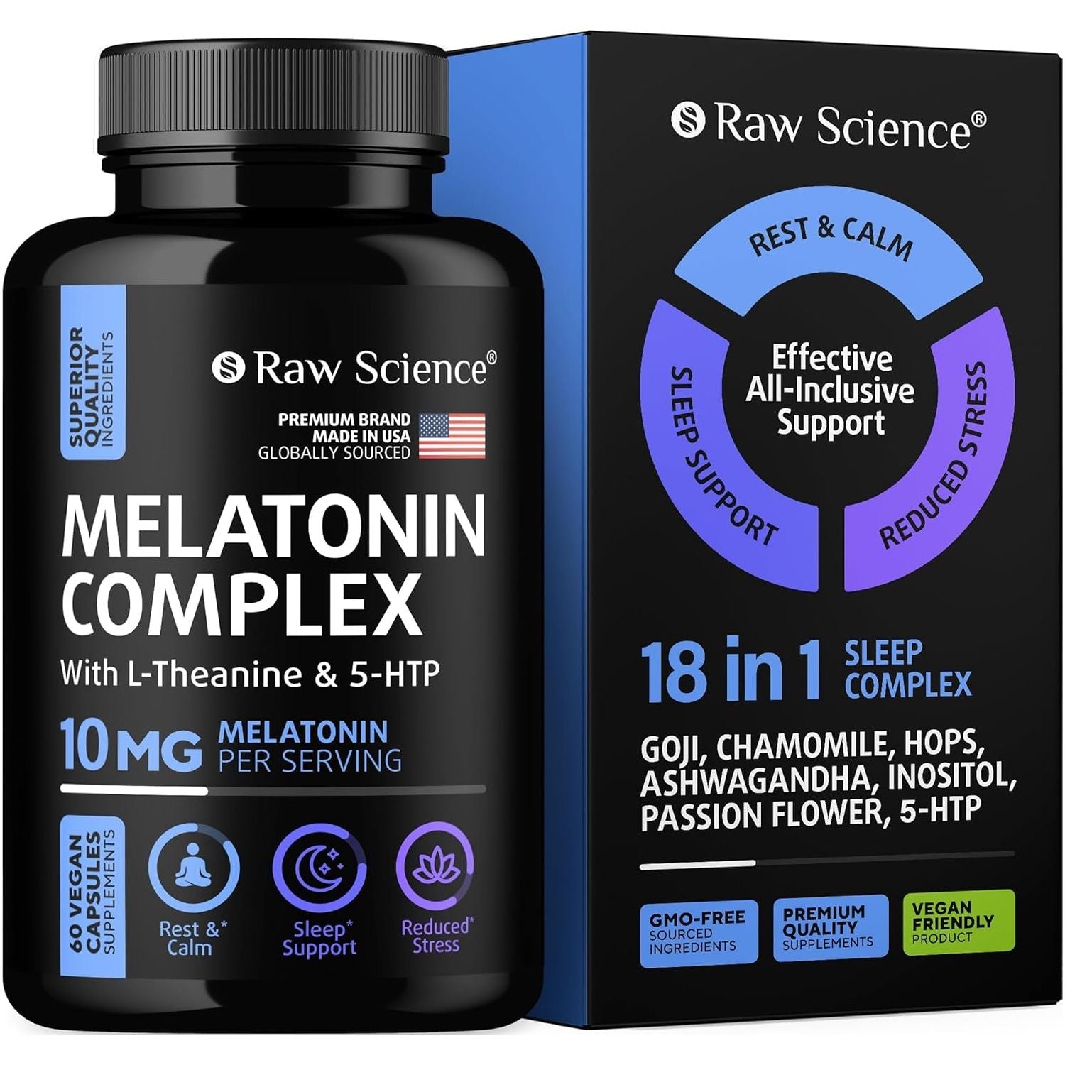 Melatonin 10Mg Sleep Supplement for Adults with Ashwagandha, Passion Flower, Lemon Balm, Chamomile, Magnesium Sleep Support 60 Capsules