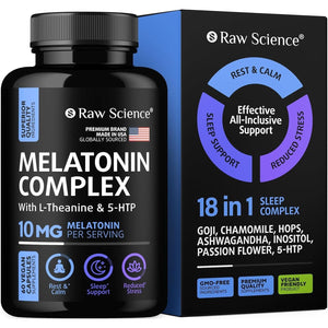 Melatonin 10Mg Sleep Supplement for Adults with Ashwagandha, Passion Flower, Lemon Balm, Chamomile, Magnesium Sleep Support 60 Capsules