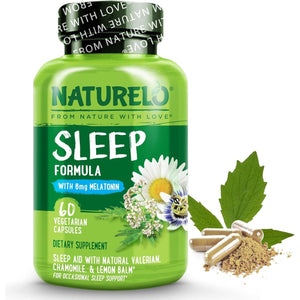 NATURELO Sleep Aid - with Melatonin, Magnesium, GABA, Valerian Root 60 Capsules