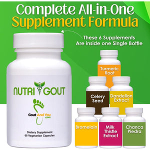 Nutrigout Uric Acid Cleanse Supplement 60 Vegetarian Capsules of 500 Mg Each