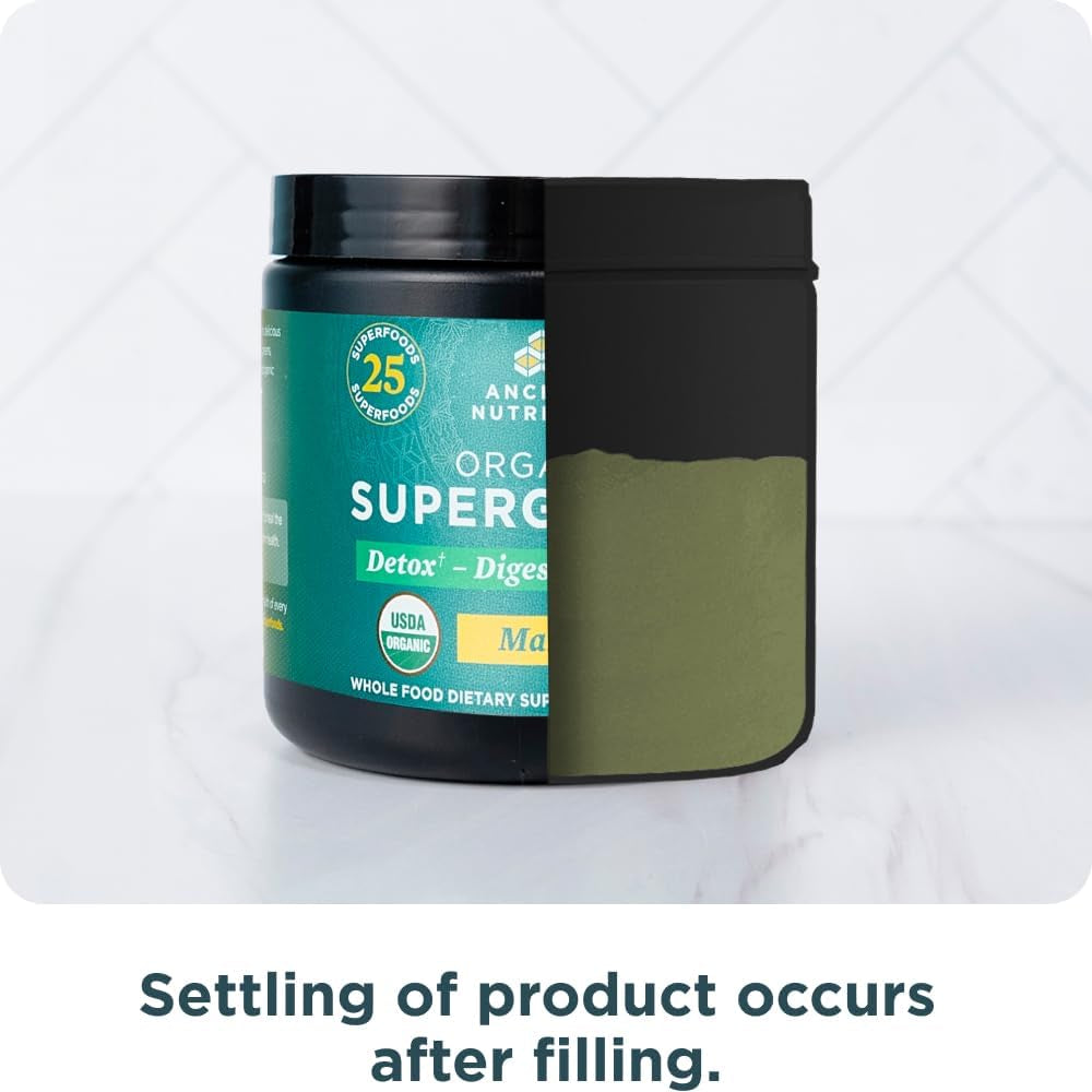 Ancient Nutrition Supergreens Powder with Probiotics - Digestive and Energy Support, 12 Servings, 3.3Oz