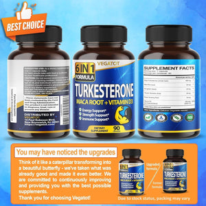 VEGATOT 6 in 1 High Strength Turkesterone Concentrated with Maca Root Fenugreek Tribulus (60 Count)