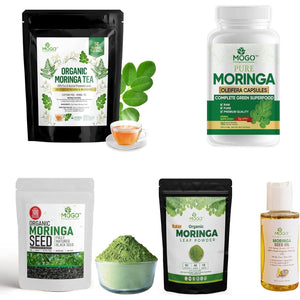 MOGO Organic Moringa Powder Capsules, for Energy, Immunity & Joint Health, 180 Count