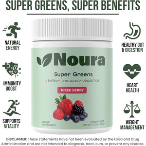 Super Greens Powder - Immunity, Digestive Enzymes & Probiotics for Energy, Gut Health, Bloating Relief for Women 60 Servings
