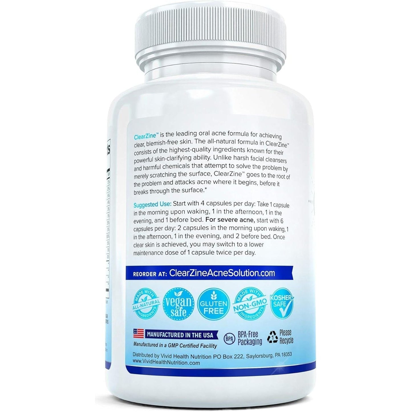 Acne Pills for Teens & Adults | Clear Skin Supplement, Vitamins for Hormonal & Cystic Acne, 90 Caps