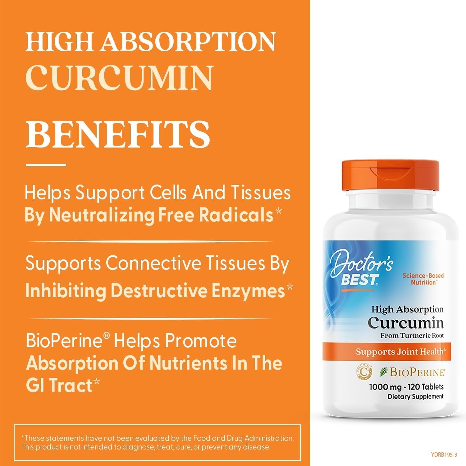 Doctor'S Best Curcumin from Turmeric Root with C3 Complex & Bioperine for Joint Support 1000 Mg, 120 Tablets