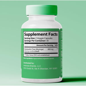 Moringa Powder Capsules - Pure Nutrient-Rich Moringa Powder a Natural Green Antioxidant Superfood