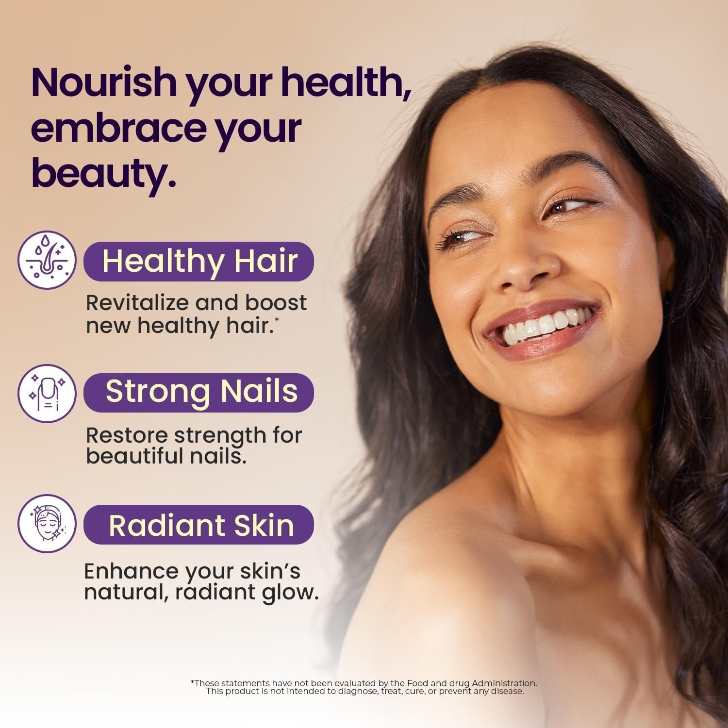 NAD+, Resveratrol, Berberine, & Biotin Anti-Aging Gummy - Hair, Skin, Nails & Joint Supplement - Made in USA 60 Count