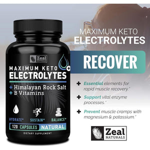 Keto Electrolyte Supplement - Maximum Keto Electrolytes Supplements Pills 120 Capsules