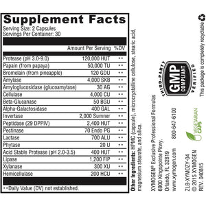 XYMOGEN Xymozyme - Vegan, Multi-Enzyme Digestive Supplement - Support Gut Health + Nutrient Absorption - Breakdown Lactose, Beans & More (60 Capsules)